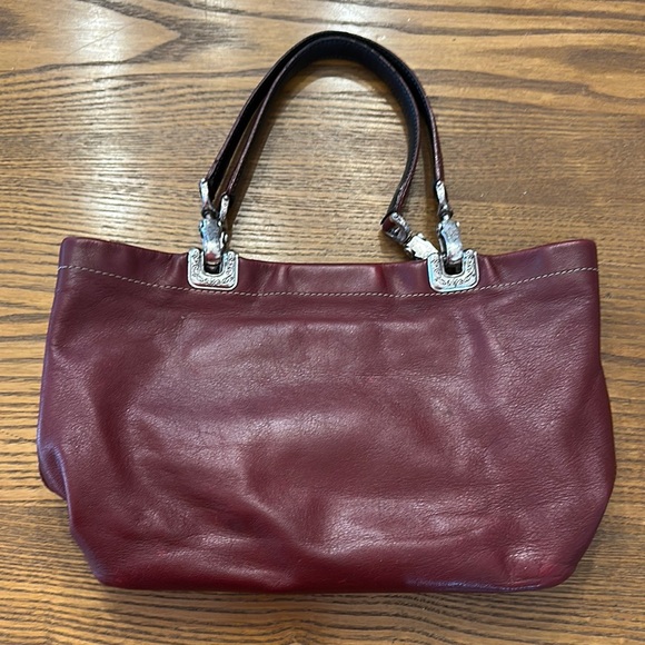 Brighton Jodi Reversible Wine Leather and Romantic French Toile Canvas Mini Bag - Picture 3 of 15